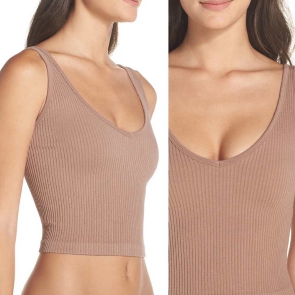 Free People Intimately Solid Ribbed Brami Yoga Top Nude